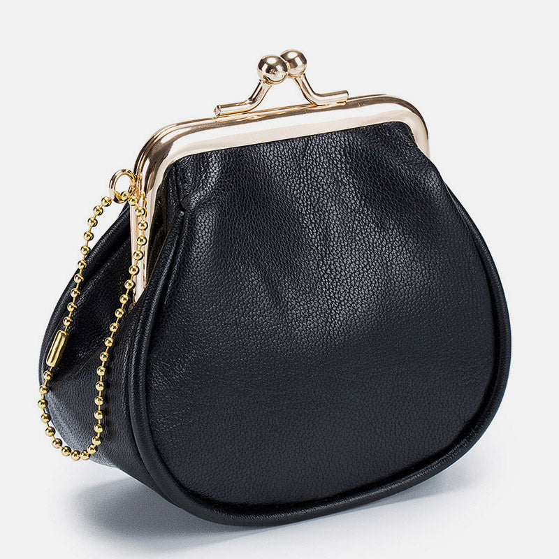 Mini Leather Coin Purse Vintage Pouch Kiss-Lock Change Purse Wallets