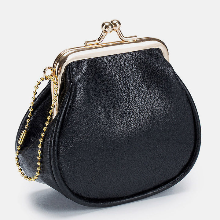 Mini Leather Coin Purse Vintage Pouch Kiss-Lock Change Purse Wallets