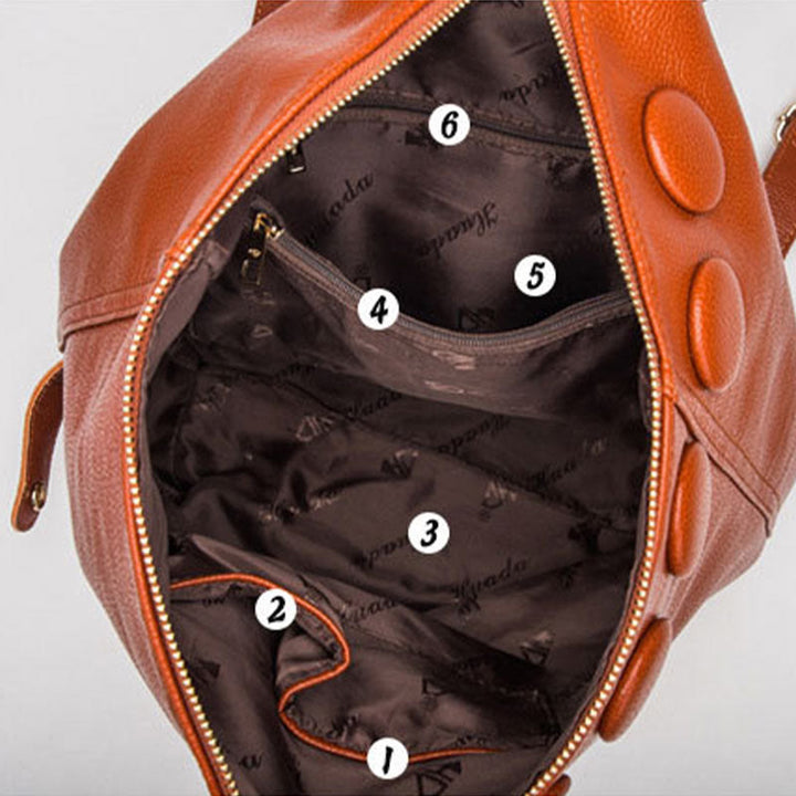 Solid Color Leather Backpack For Women Youth Travel Purse