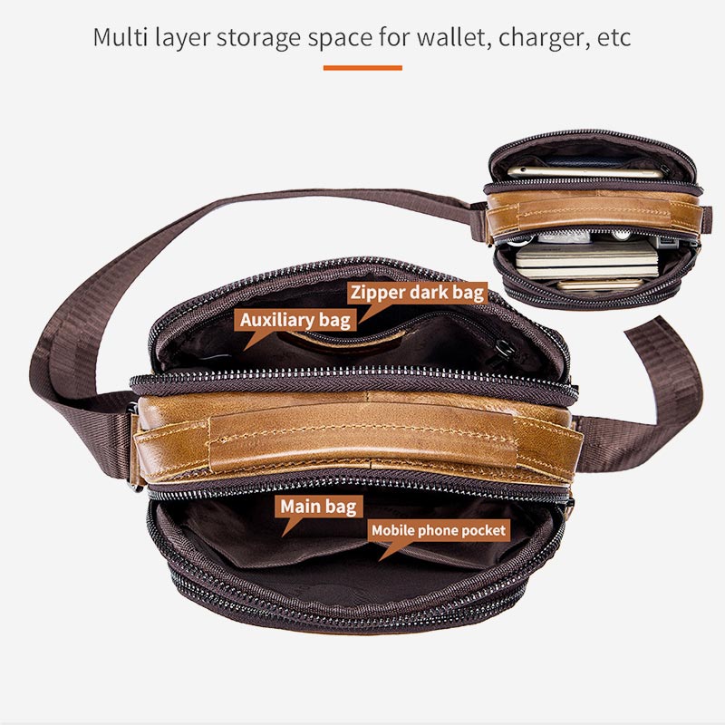 Genuine Leather Vintage Crossbody Bag - image 1