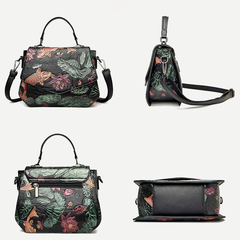 Top-Handle Bag for Women Large Capacity Ethnic Embossed Shoulder Bag - image 8