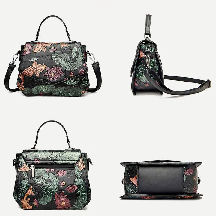 Top-Handle Bag for Women Large Capacity Ethnic Embossed Shoulder Bag - image 8