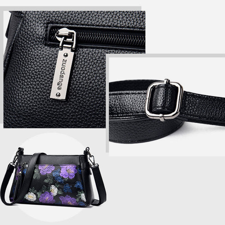 Blooming Floral Crossbody Bag For Women Dragonfly Print Tassel Purse