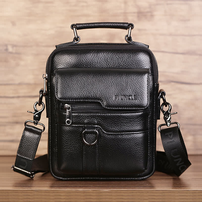 Genuine Leather Crossbody Bag Vintage Messenger Handbag for Men