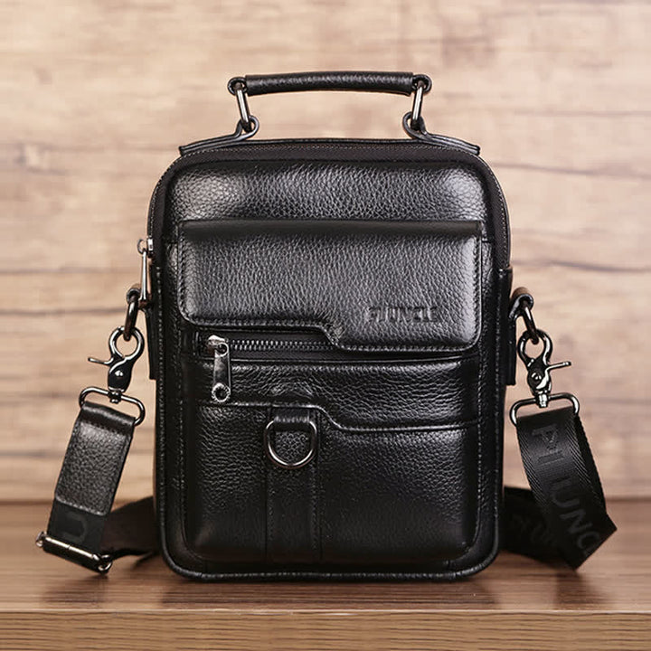 Genuine Leather Crossbody Bag Vintage Messenger Handbag for Men