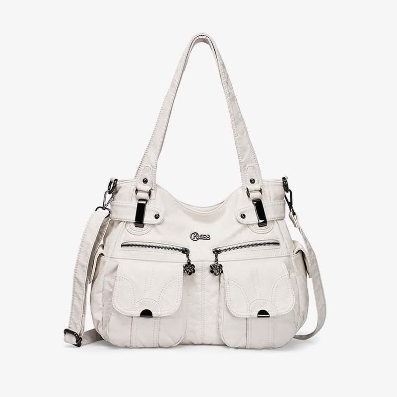 Tote For Women Daily Outing Multiple Pocket Solid Color Bag - White - image 1