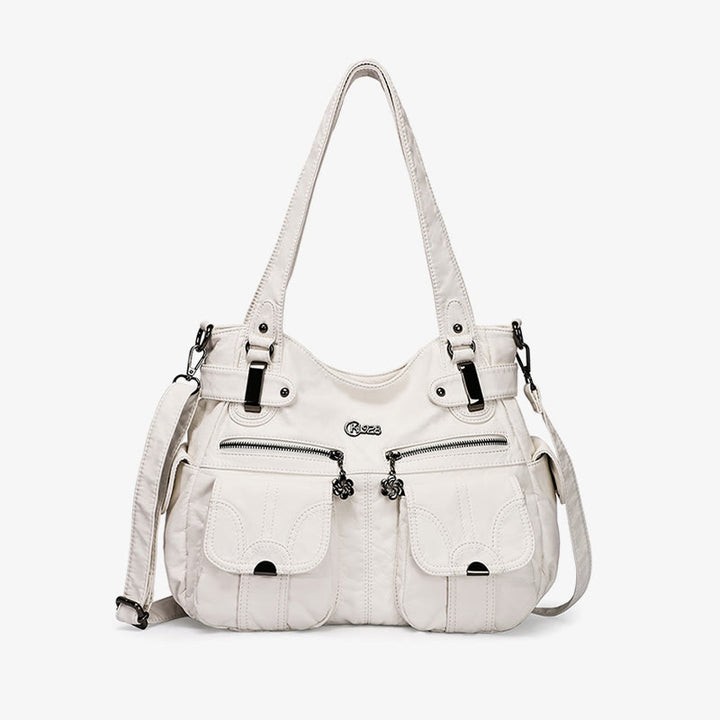 Tote For Women Daily Outing Multiple Pocket Solid Color Bag - White - image 1