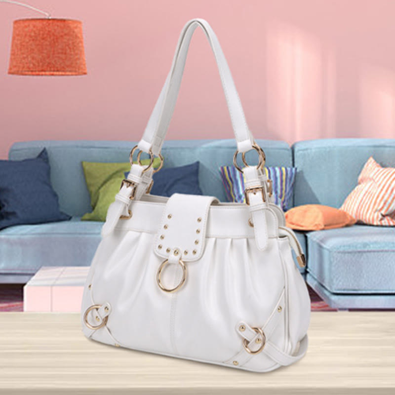 Multifunctional Pleated Tote Women Classic Plain Color Underarm Purse