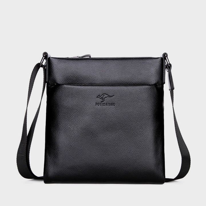 Business Messenger Bag For Men Simple Vertical Soft Leather Bag