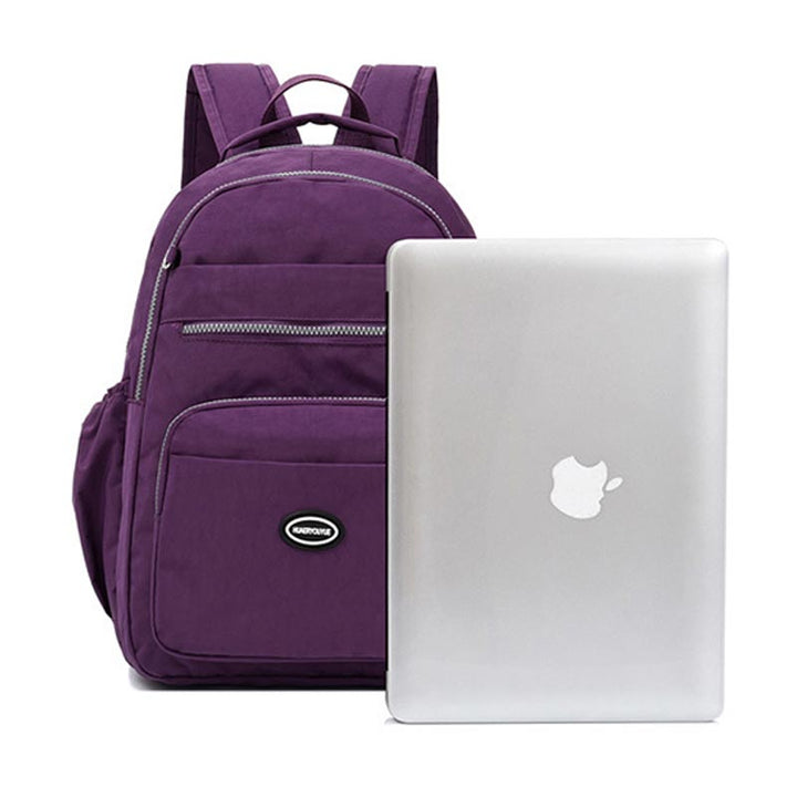 Multi-Pocket Nylon Backpack Lightweight Casual Travel Daypack for Women