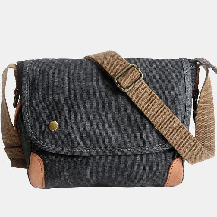 Large Capacity Retro Oil-Wax Canvas Crossbody Bag Messenger Bag - image 8
