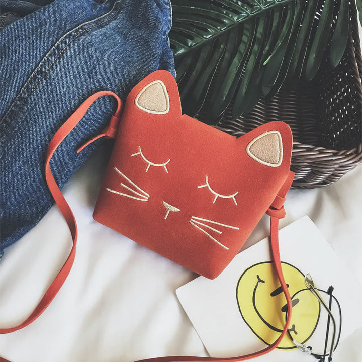 Cute Mini Kitten Crossbody Bag For Kids Small Leather Purse