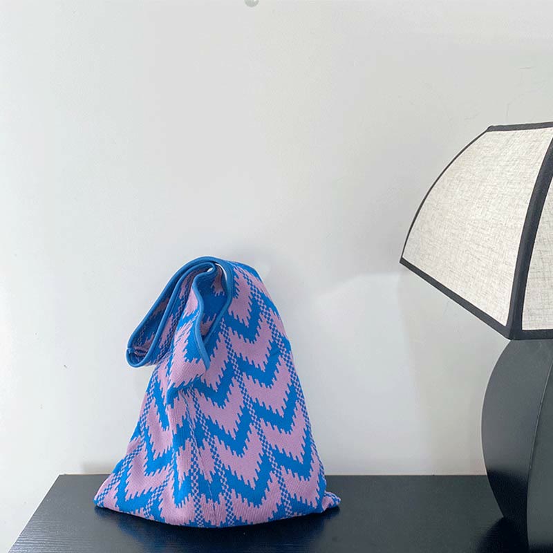 Wavy Stripe Tote For Women College Student Shoulder Bag