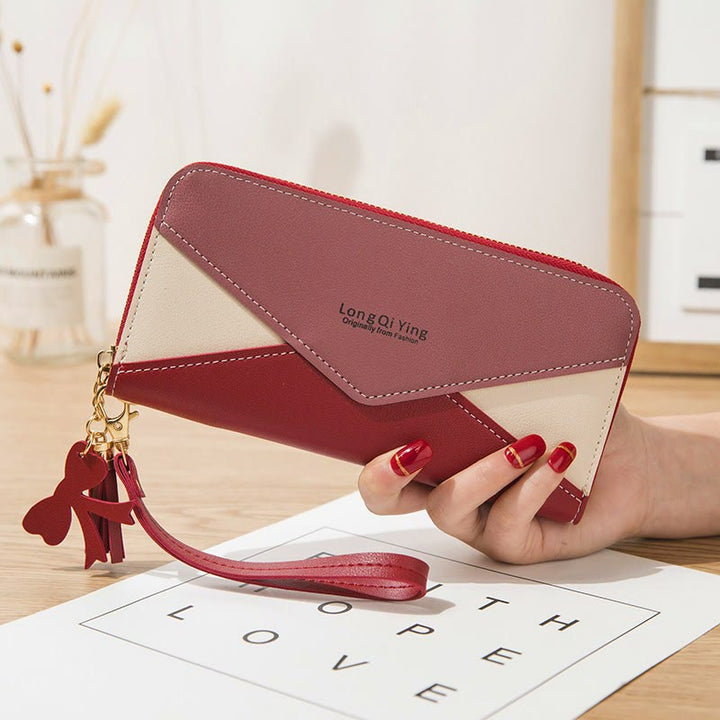 Long Zipper Money Clip Women Envelope Leather Phone Bag