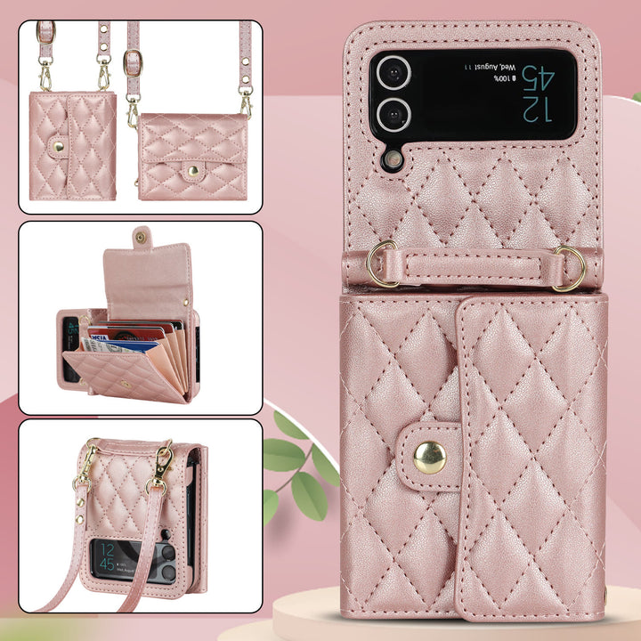 Phone Case For Daily Use Folded Diamond Pattern Crossbody Case