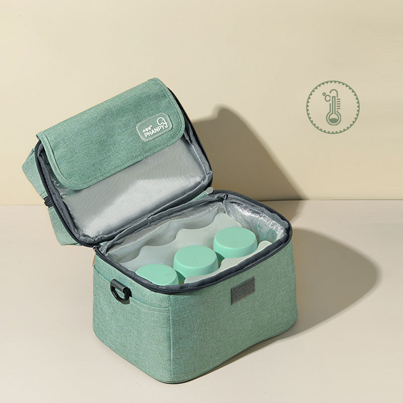 Insulated Baby Bottle Bag Mommy Bag Breastmilk Cooler Bag with Contoured Ice Pack