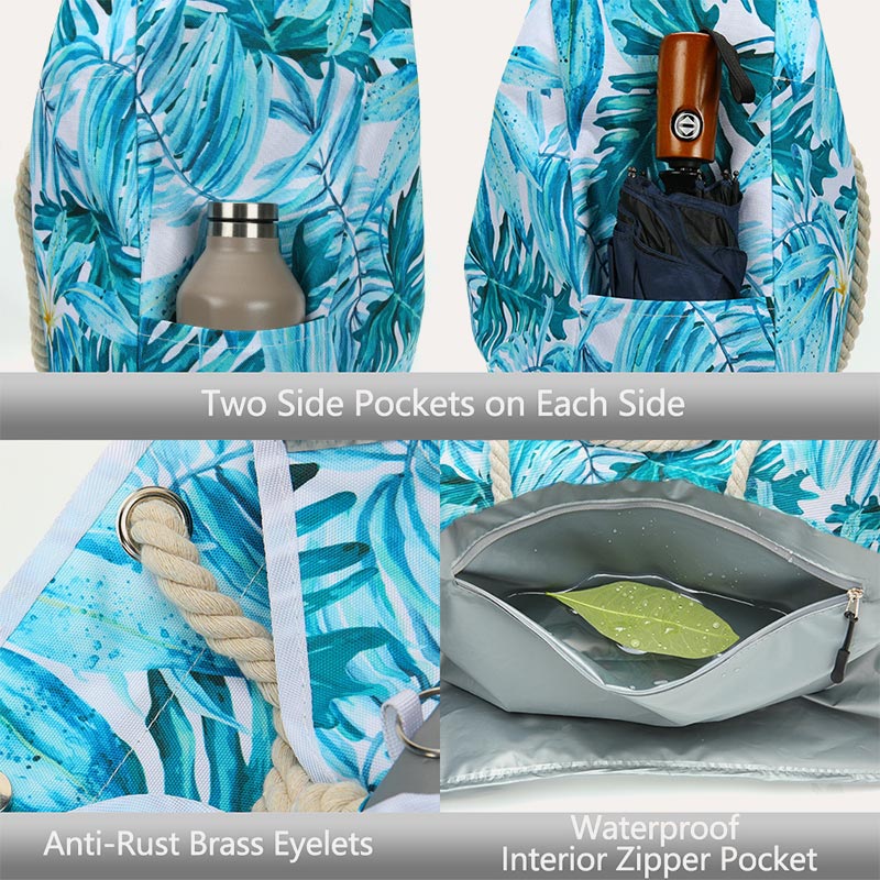 Lightweyght Floral Women Beach Bag Pool Bag Large Waterproof Tote