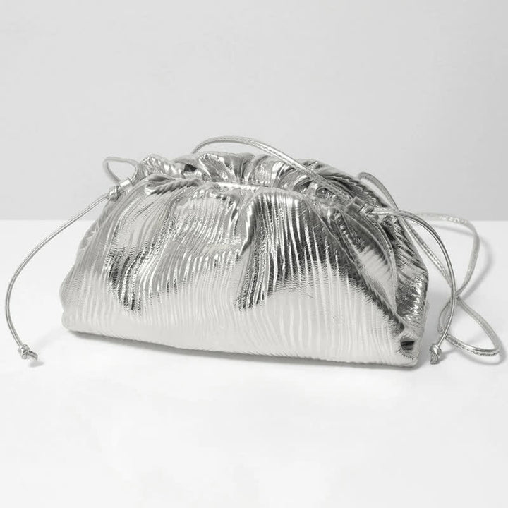 Dumpling Clutch Crossbody Bag Cloud Sparkly Metallic Purse for Women