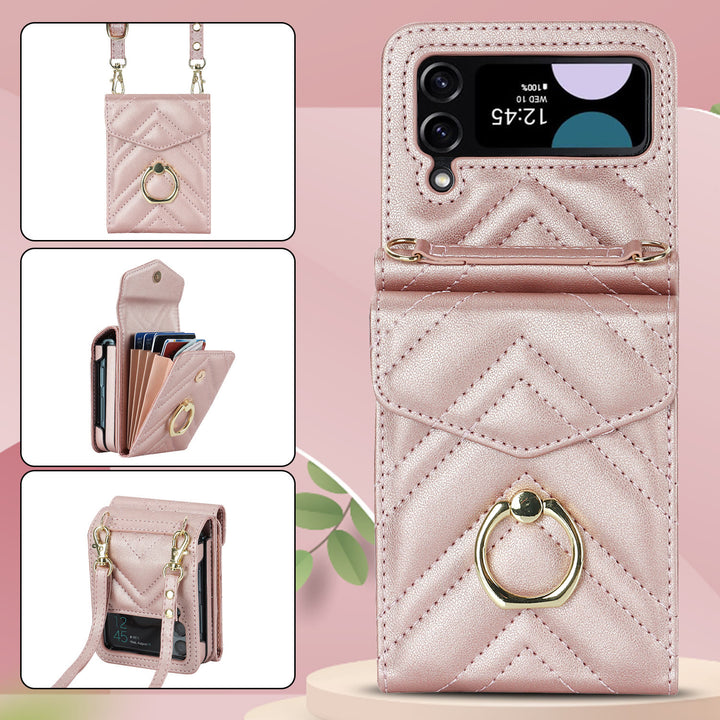 Phone Case For Daily Z Flip Series Quilted Leather Case