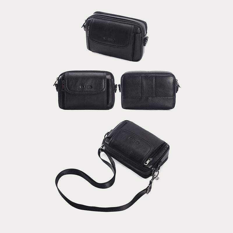 Leather Waist Bag For Men Retro Multifunctional Crossbody Phone Bag