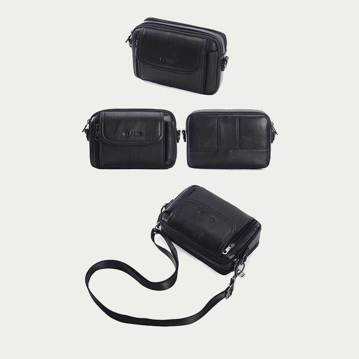 Leather Waist Bag For Men Retro Multifunctional Crossbody Phone Bag
