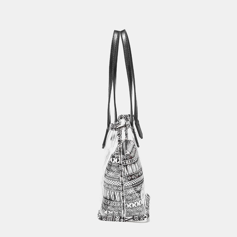 Large Clear Boho Tote Handbag Waterproof PVC Shoulder Bag with Interior Bag