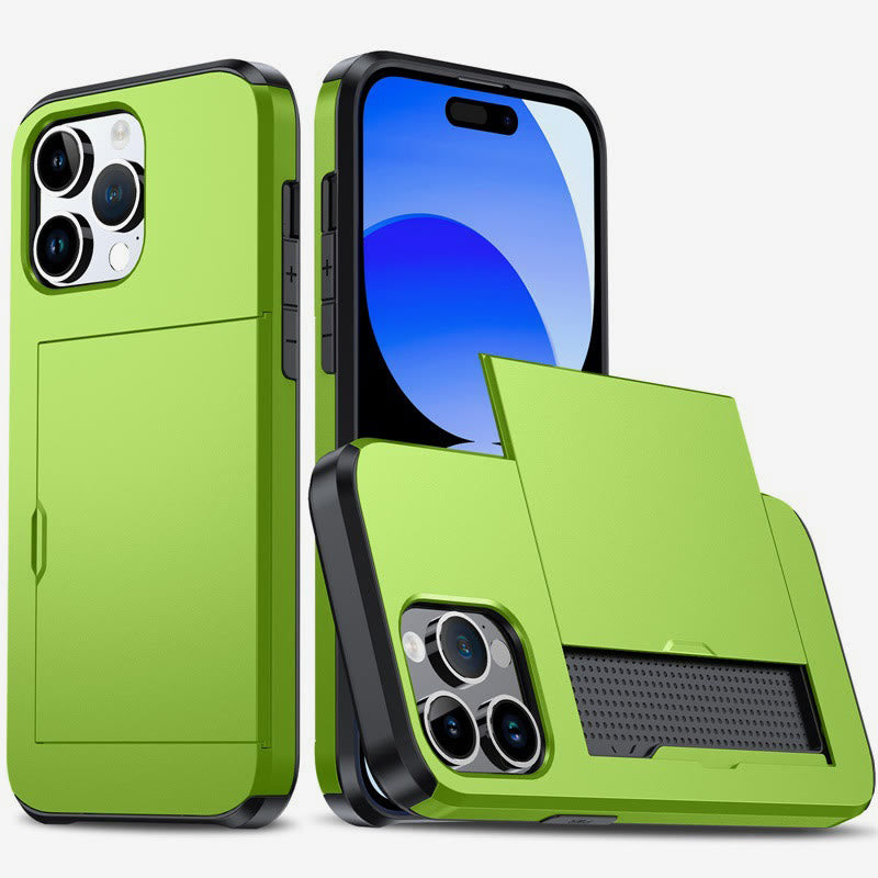 Iphone Slide Card Phone Case 2 In 1 Anti Fall Wallet Case