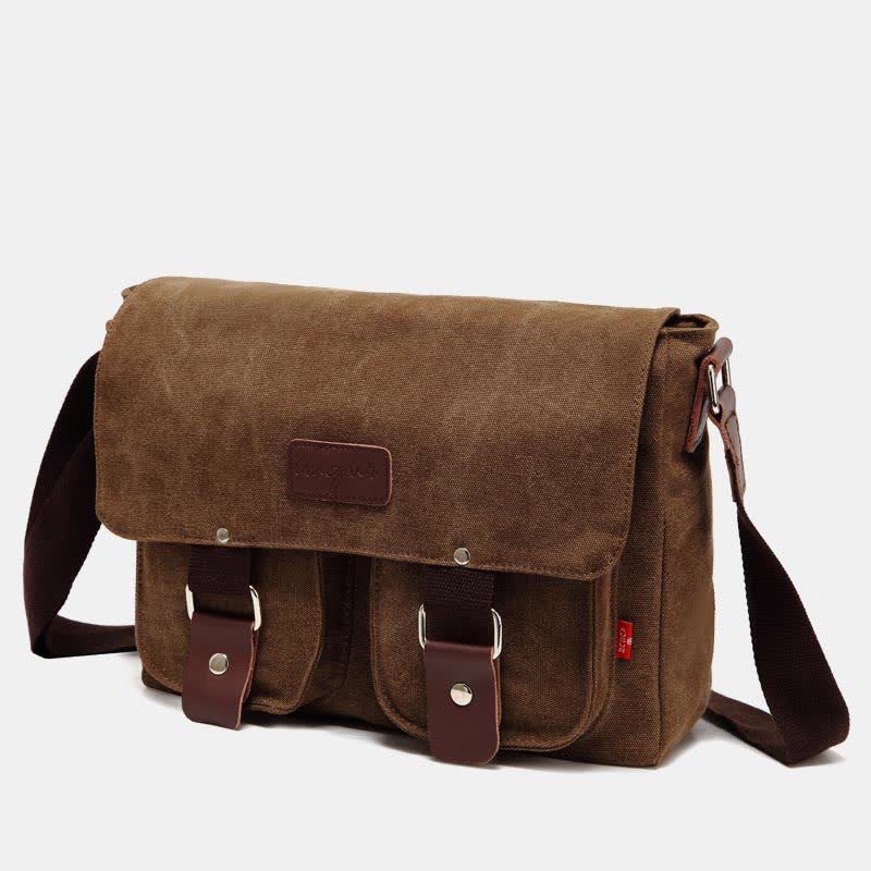 Canvas Messenger Bag for Men Multi-Pocket Vintage Crossbody Shoulder Bag
