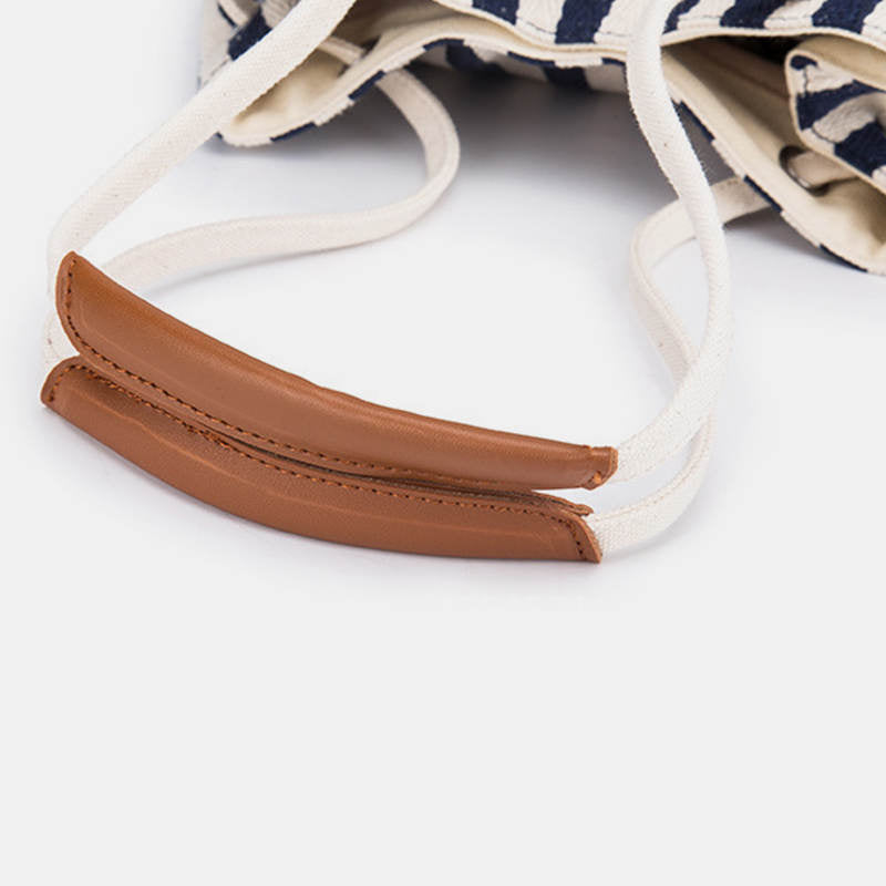 Large Capacity Multi-Carry Stripe Tote Bag Bucket Bag