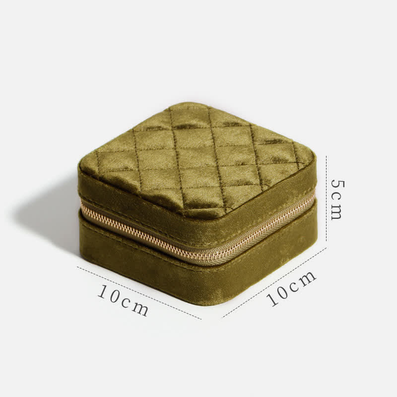 Storage Bag for Women Luxury with Mirror Mini Jewelry Box - Olive - Small Mirror - image 7