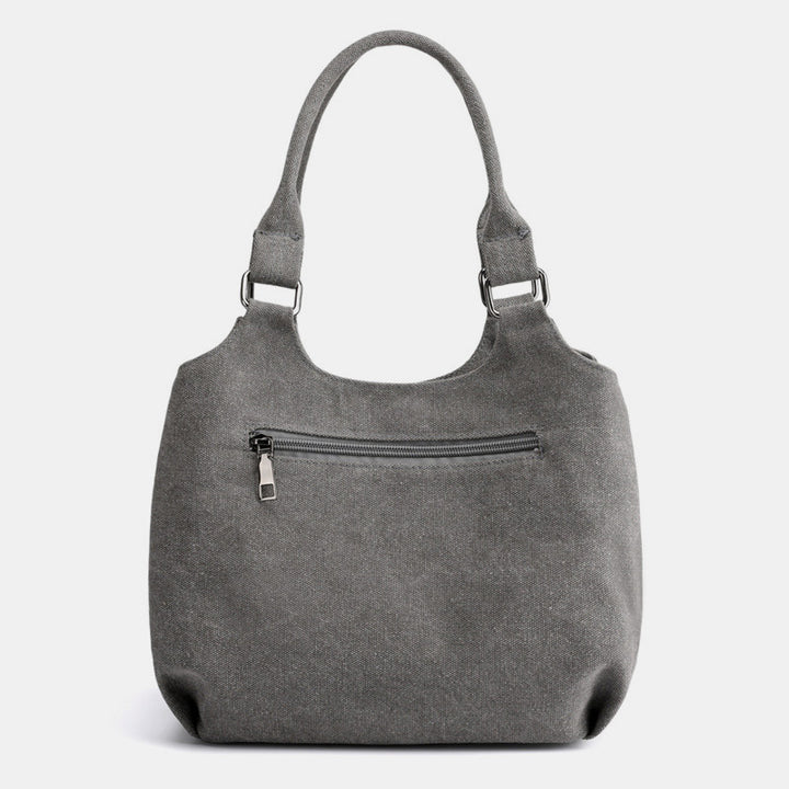 Triple Compartment Canvas Tote Lightweight Functional Hobo Handbag Purse