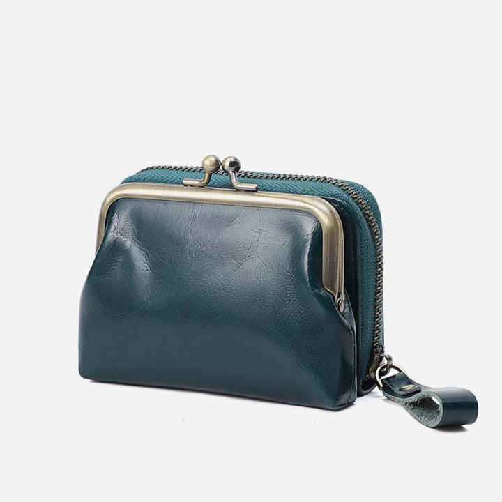Retro Card Case Coin Purse Wallet Mini Handbag Zipper for Women - Blue - image 20
