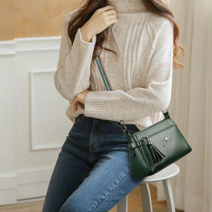 Genuine Leather Crossbody Purse for Women Small Tassel Crossover Shoulder Bag - image 3