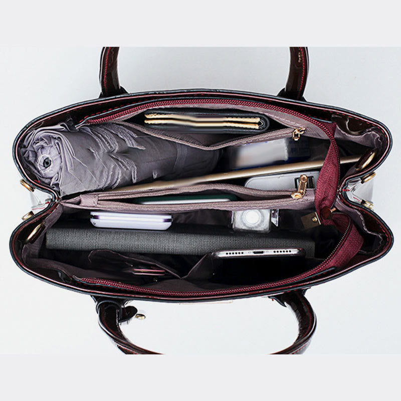 Retro mirror shiny leather Bucket Bag Women Crossbody handbag - image 2