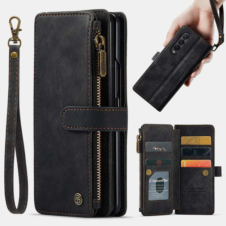 Galaxy Z Fold 3 4 5 Wallet Case with Card Holder Magnetic Kickstand for Women Men
