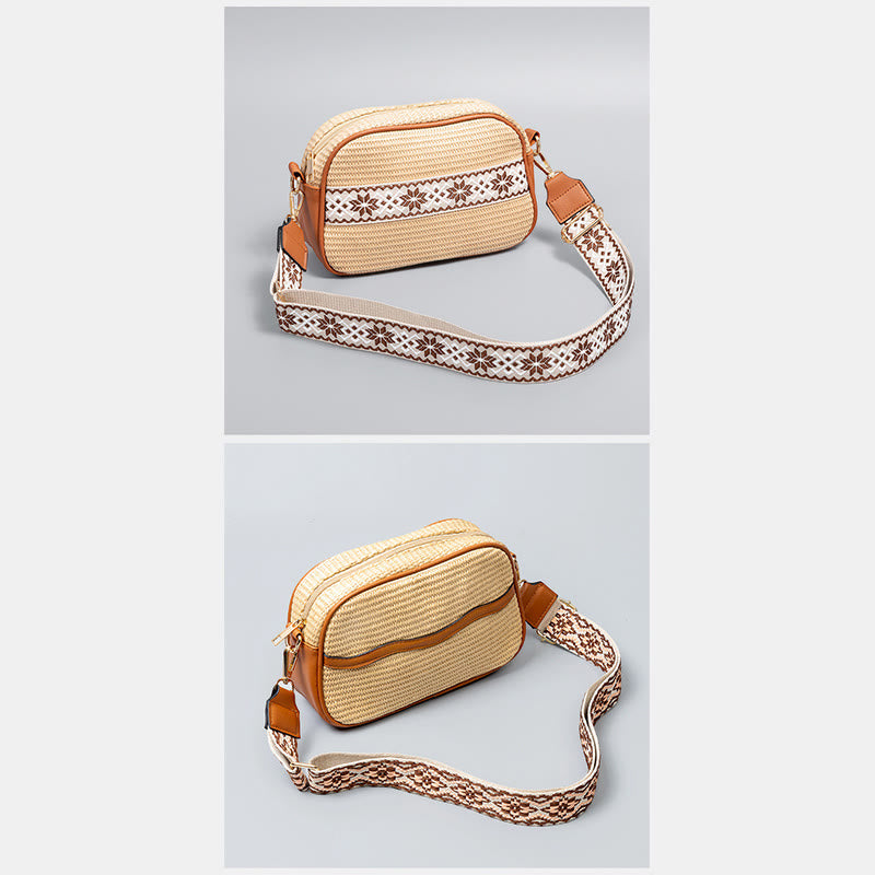 Small Commutor Bag For Women Straw Wide Strap Crossbody Bag