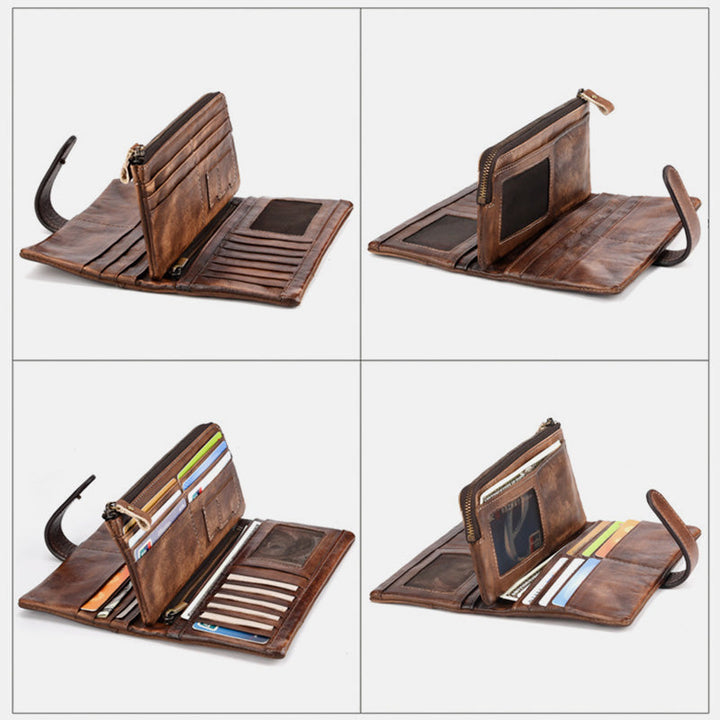 RFID Genuine Leather Long Wallet Purse