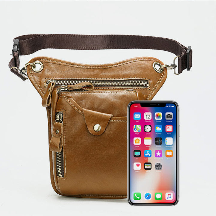 Genuine Leather Retro Waist Bag Thigh Bag with Leg Strap