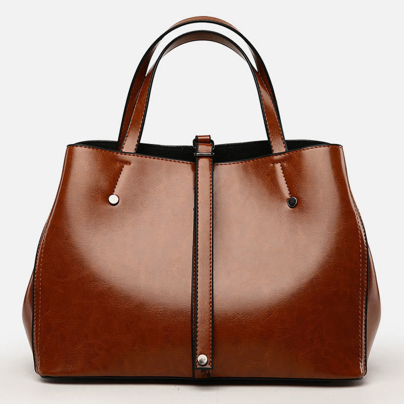 Minimalist Tote Pure Color Leather Crossbody Handbag For Women - Sienna - image 8