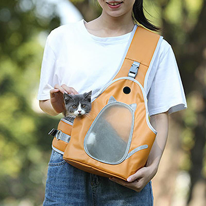 Comfortable Sturdy Reflective Sling Bag For Small Pet Cat Dog - Orange - M - image 0