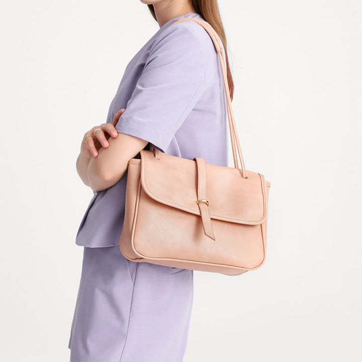 Shoulder Bag For Women Thicken Handle Straps Soft Leather Bag