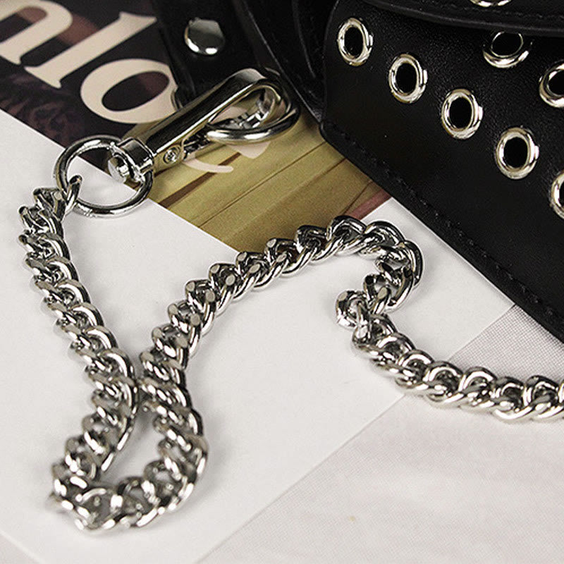 Punk Waist Bag For Women Rivet Hollowed Out Belt Bag