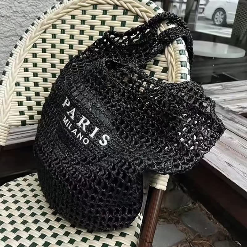 Beach Bag For Women Knitted Retro Hollowed Out Handbag