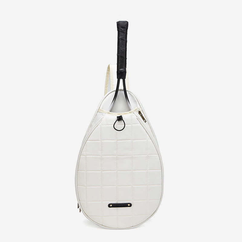 Racket Bag For Women Plaid Pattern Waterproof Polyester Crossbody Bag - White - image 15