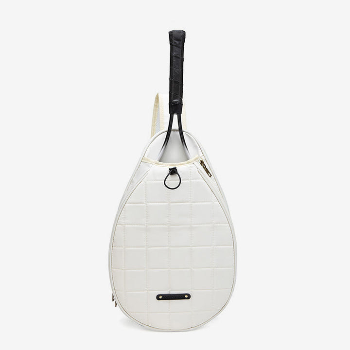 Racket Bag For Women Plaid Pattern Waterproof Polyester Crossbody Bag - White - image 15