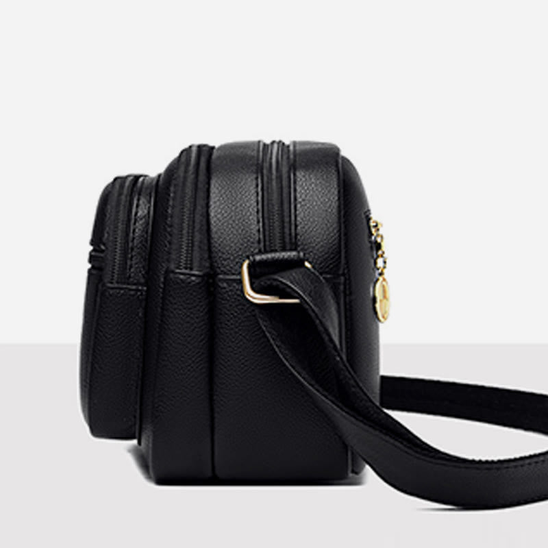 Double Compartment Purse Women Minimalist Soft Leather Cross Body Bag
