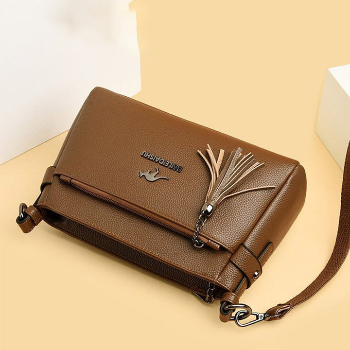 Genuine Leather Crossbody Purse for Women Small Tassel Crossover Shoulder Bag - image 10