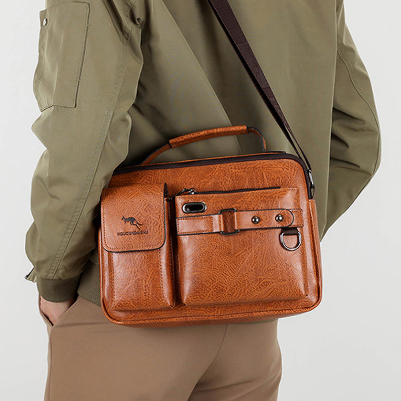 Classic Messenger Bag For Men Business Leather Crossbody Satchel Purse