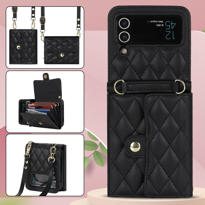 Phone Case For Daily Use Folded Diamond Pattern Crossbody Case