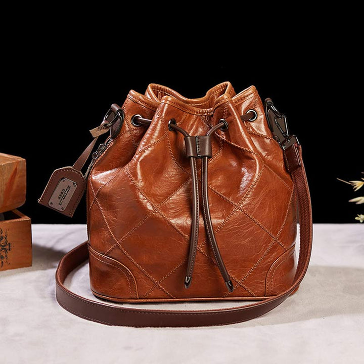 Womens Drawstring Bucket Hobo Handbag Crossbody Shoulder Bag with 2 Detachable Straps